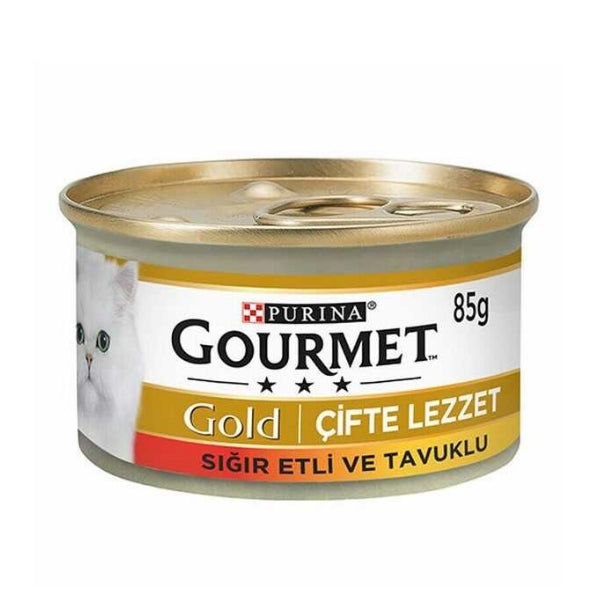 Gourmet Gold Çifte Lezzet Sığır ve Tavuk Etli Yetişkin Konserve Kedi Maması
